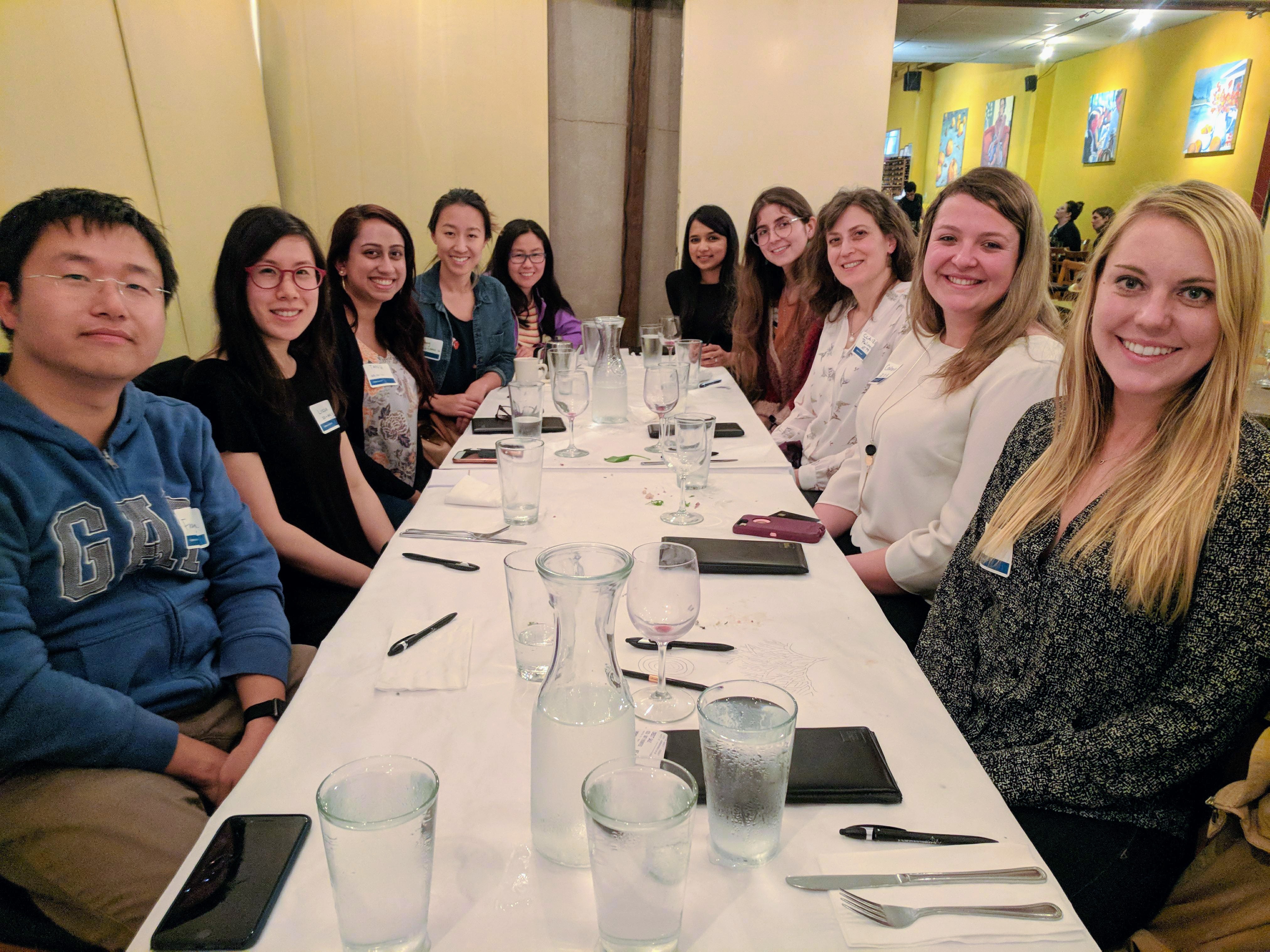 Women at networking dinner